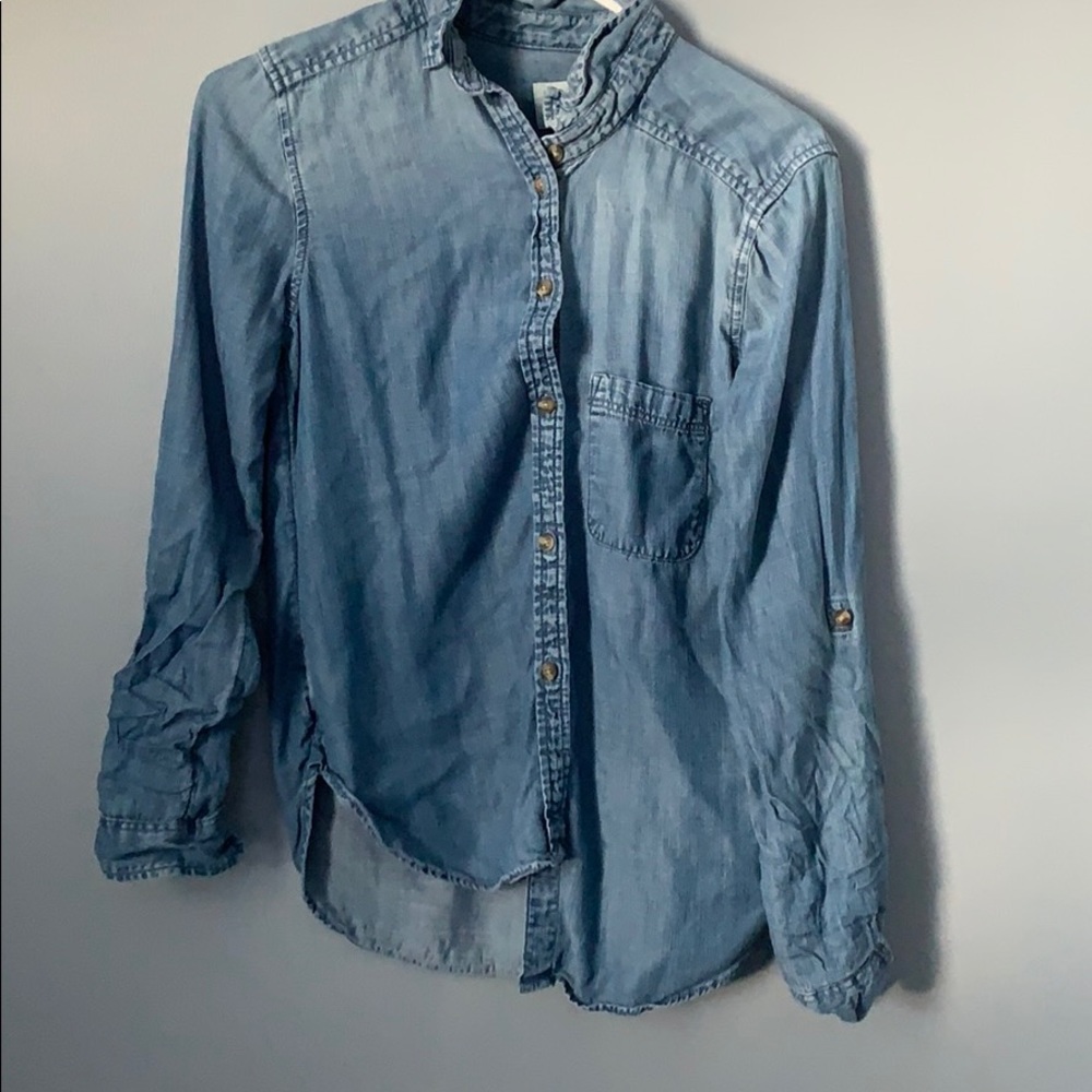 Blue Oversized Button Up-Shirt